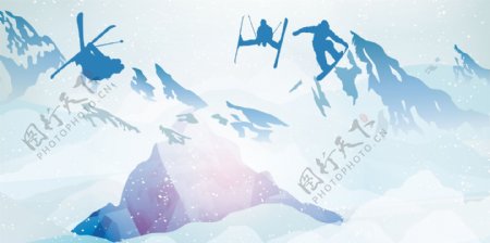 冬季雪场激情滑雪背景设计