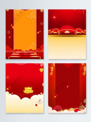 大红灯笼传统节日新年快乐广告背景图