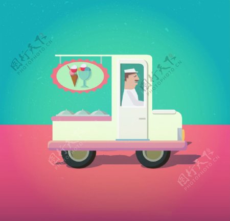 冰淇淋车插图