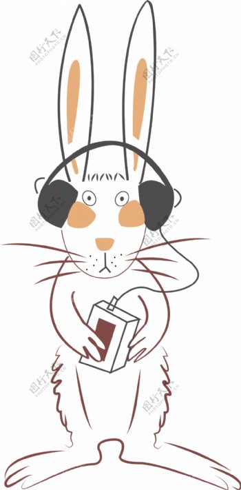 兔子与耳机动物图案