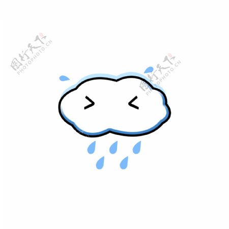 卡通白云矢量蓝色下雨白云元素