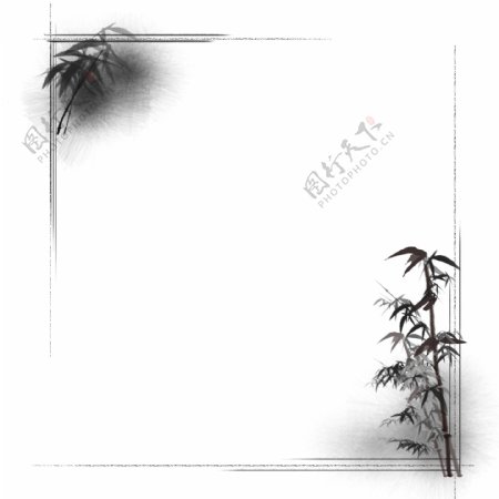 中国风水墨纹理竹子边框