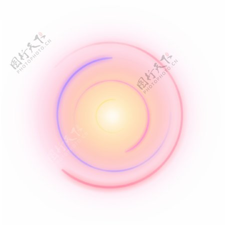 撞色圆形光效光圈光晕光环png可商用元素