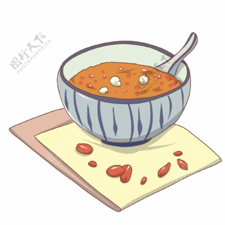 手绘一碗红豆薏米粥