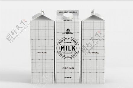 牛奶盒包装样机模板