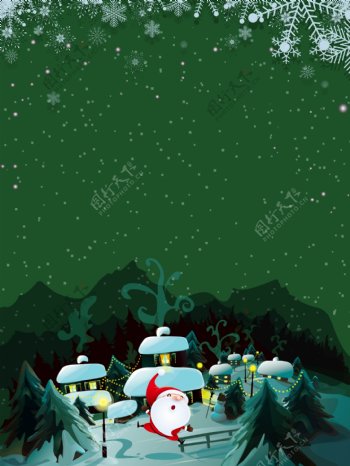 唯美卡通圣诞节雪地背景