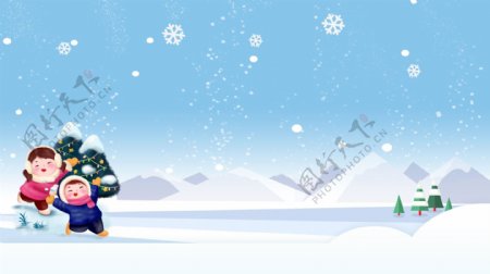 雪景圣诞节广告背景素材