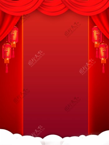 中国风红色喜庆灯笼春节背景设计