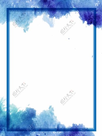 蓝色水墨传统边框背景