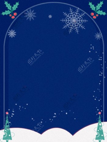 原创蓝色圣诞树圣诞元素背景