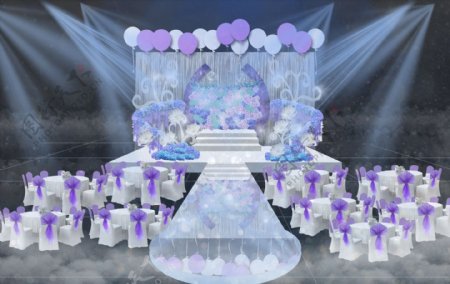 蓝紫色梦幻婚礼效果图