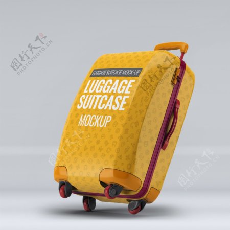 黄色拉杆行李箱样机