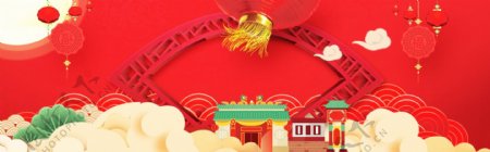 红金年货节中国风新年节日banner背景