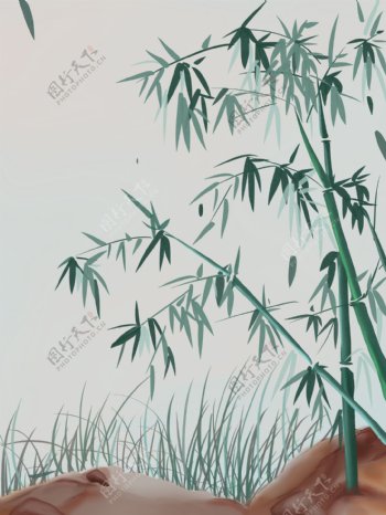 古典古风竹子手绘背景