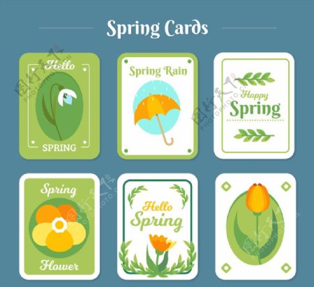 6款创意圆角春季卡片矢量素材