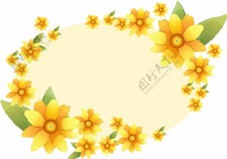 原创花朵植物边框小清新唯美黄色装饰元素