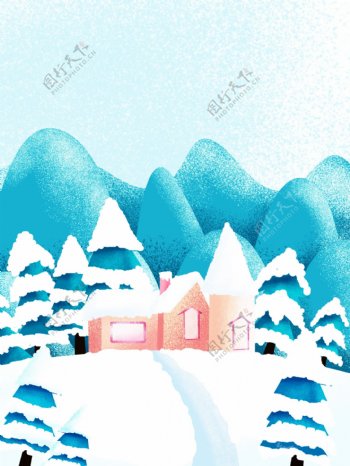 彩绘冬季背景素材