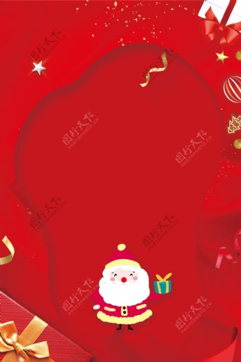 剪纸风红色圣诞节背景素材