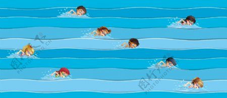 儿童比赛游泳