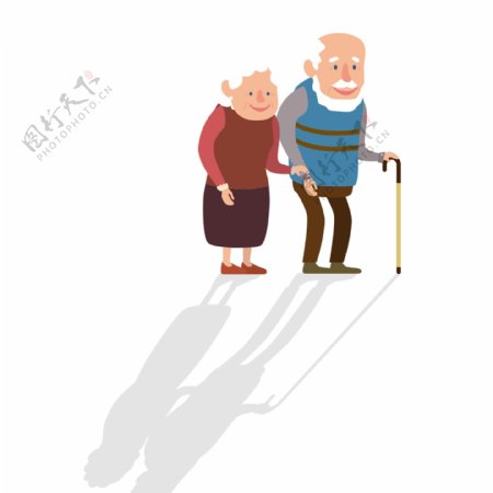 卡通散步的老人人物设计