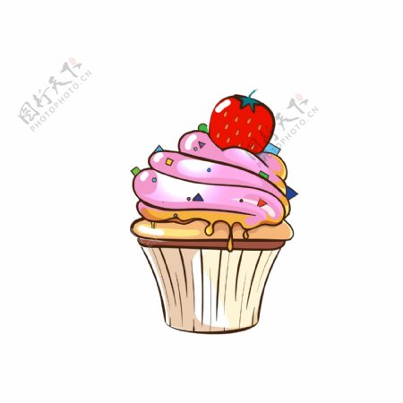 原创手绘草莓小蛋糕