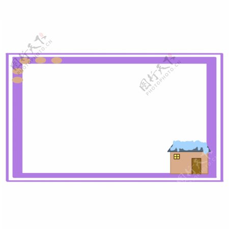 积雪房屋紫色方形边框