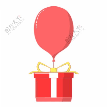 手绘红色气球礼物插画