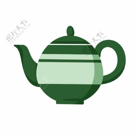 绿色的茶壶手绘插画