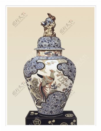 装饰画花瓶中国风孔雀图
