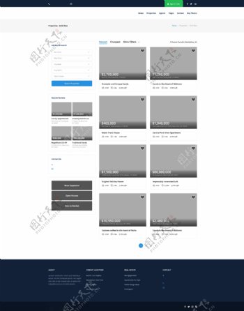 房地产网站简单网格视图标准页面psd模板