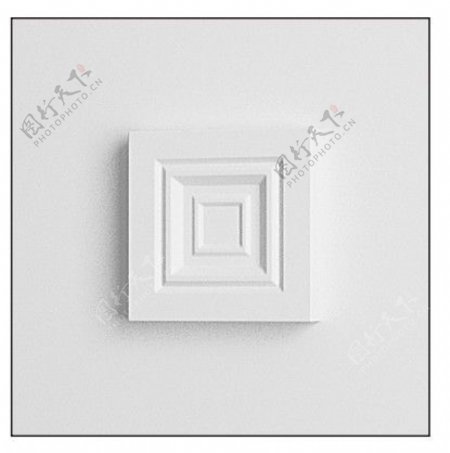 白色简约方形立体墙面雕花3d模型