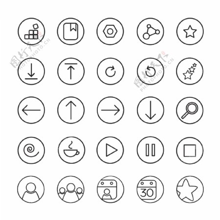 25款黑色圆形符号icon素材