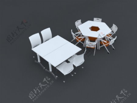 办公桌椅3d模型素材组合