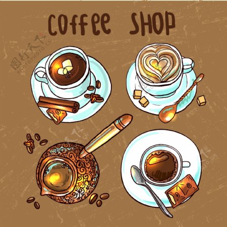 咖啡豆咖啡海报矢量素材