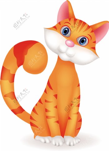 可爱橙色的卡通猫矢量素材