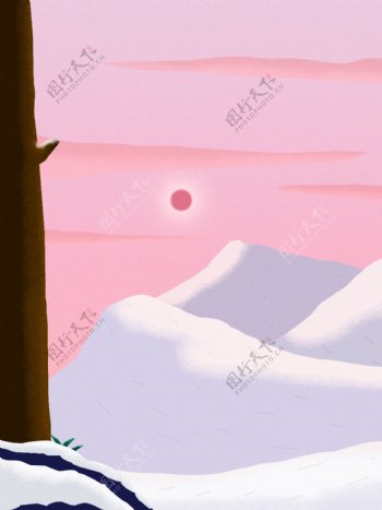 粉紫色雪山噪点风格背景素材PSD