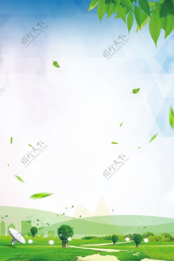 清新春季绿叶草地背景设计
