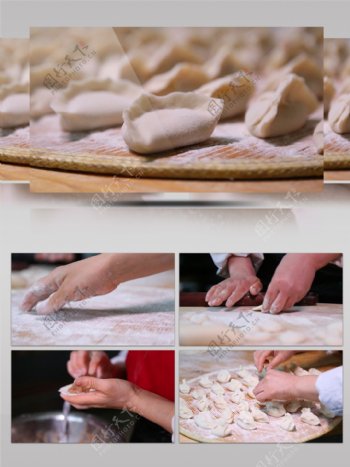 春节包饺子视频素材