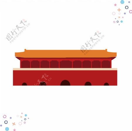 中国古代建筑矢量手绘元素背景套图3