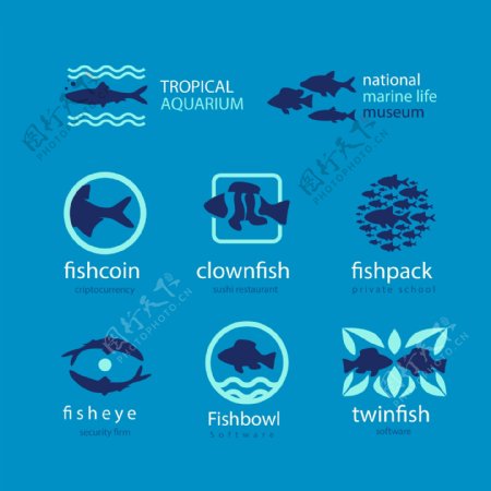 8款创意鱼标志设计矢量素材