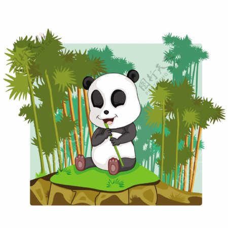 卡通动物可爱熊猫矢量素材
