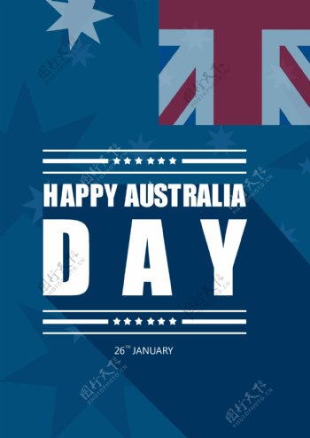 蓝色扁平化投影澳大利亚日庆祝海报