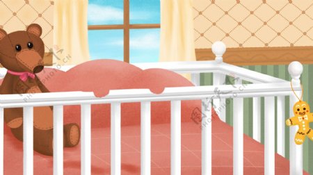 彩绘家居儿童床小熊背景设计