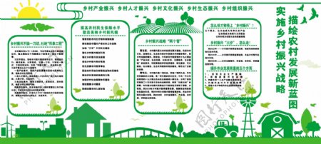微立体绿色清新党建乡村振兴文化墙2