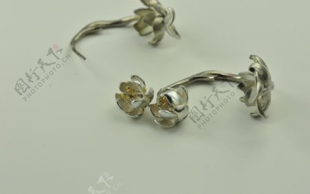 3D立体荷花珍珠耳环