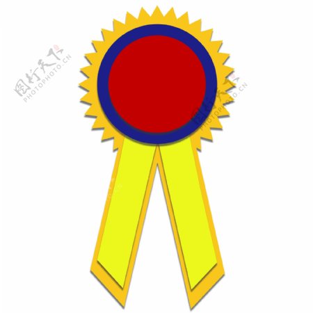 红黄蓝撞色颁奖勋章立体UI图标