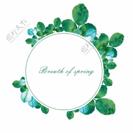 春季节日水彩手绘植物树叶文艺绿色可爱小清新文艺元素