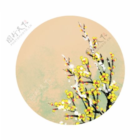 冬季黄色的梅花边框