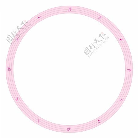 情人节粉色可爱五线谱爱情音符矢量圆框素材