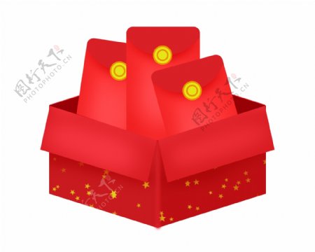 红色盒子里的红包插画